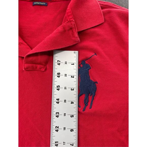 Polo Ralph Lauren Big Pony Polo Shirt Mens M Red Custom Slim Fit Classic 3 - Picture 8 of 11